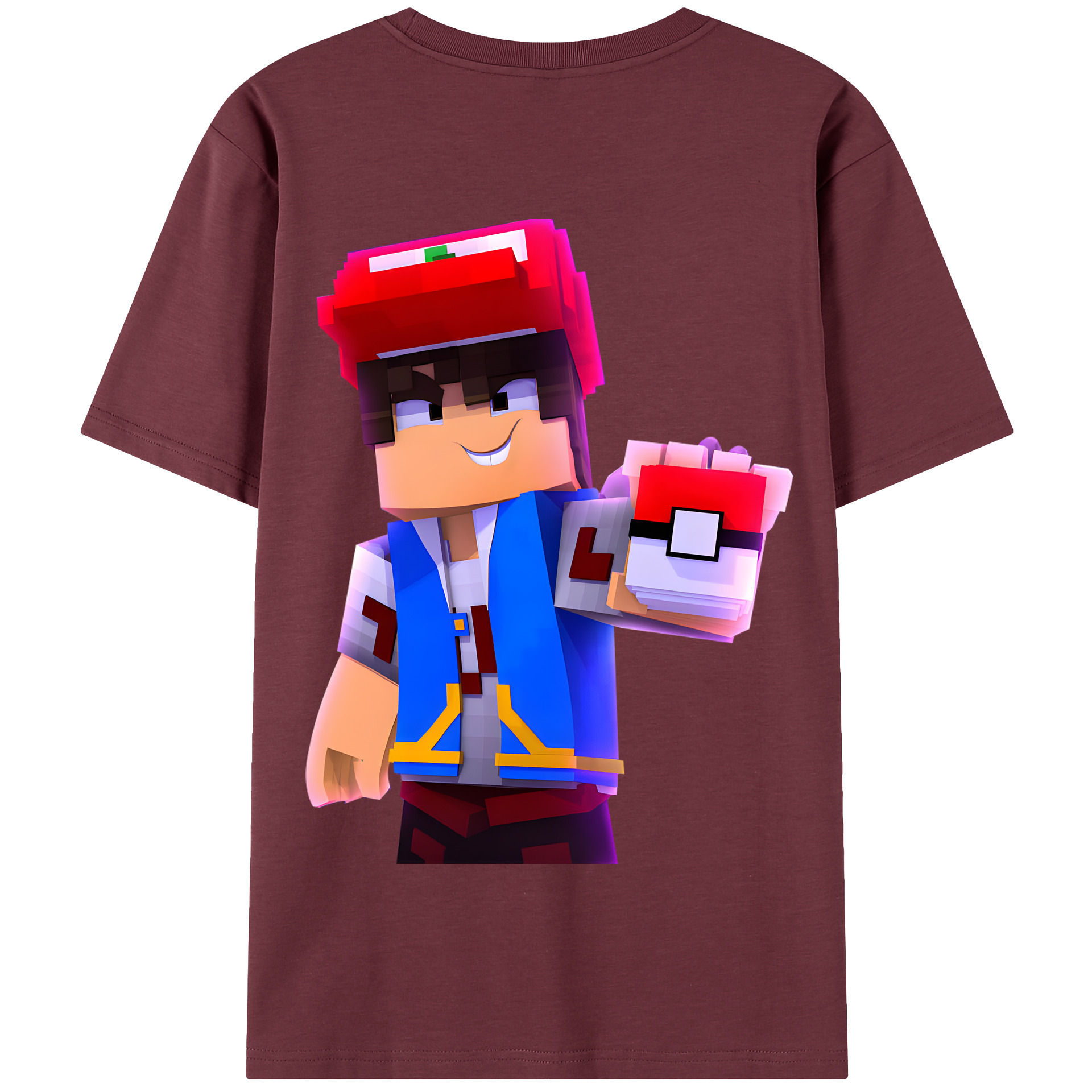 （画像用） マインクラフト ブロックの世界 Minecraft MC Block world 綿100％半袖Tシャツ（背面プリント）